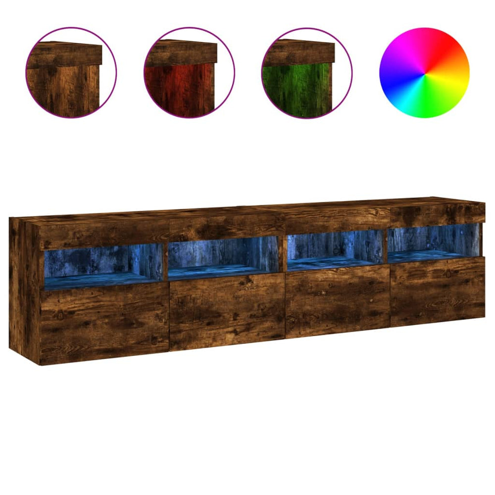 TV-Wandschränke mit LED Räuchereiche 80cm