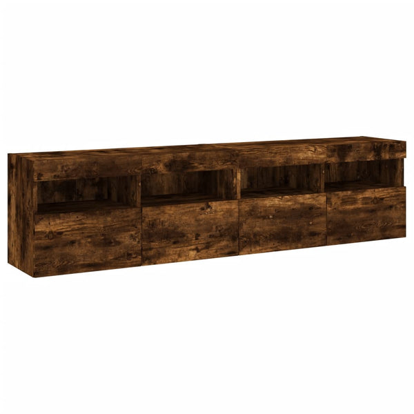 TV-Wandschränke mit LED Räuchereiche 80cm