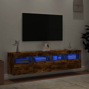 TV-Wandschränke mit LED Räuchereiche 80cm