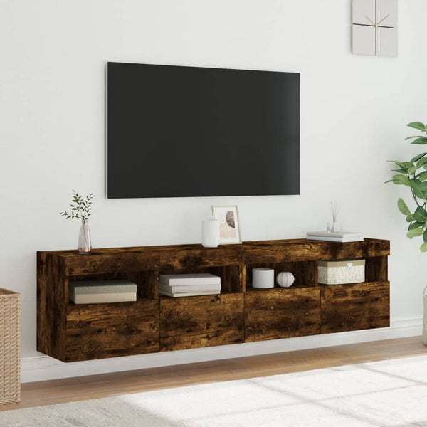 TV-Wandschränke mit LED Räuchereiche 80cm