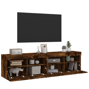 TV-Wandschränke mit LED Räuchereiche 80cm