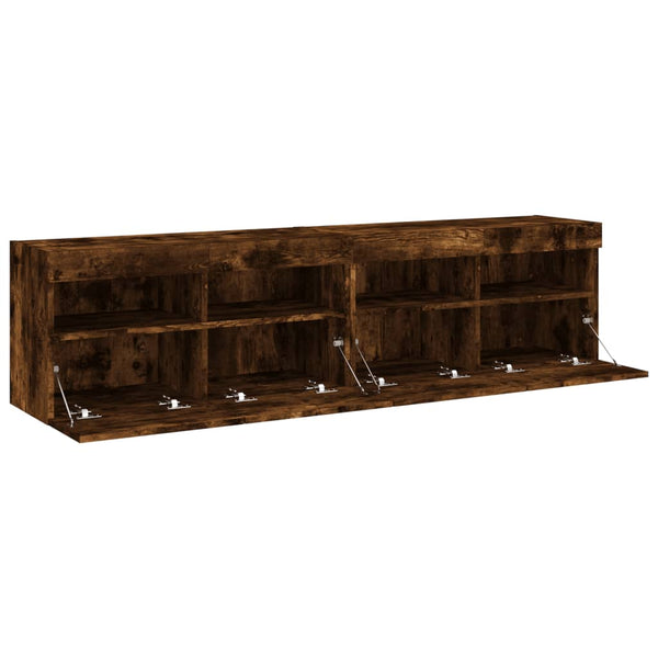 TV-Wandschränke mit LED Räuchereiche 80cm