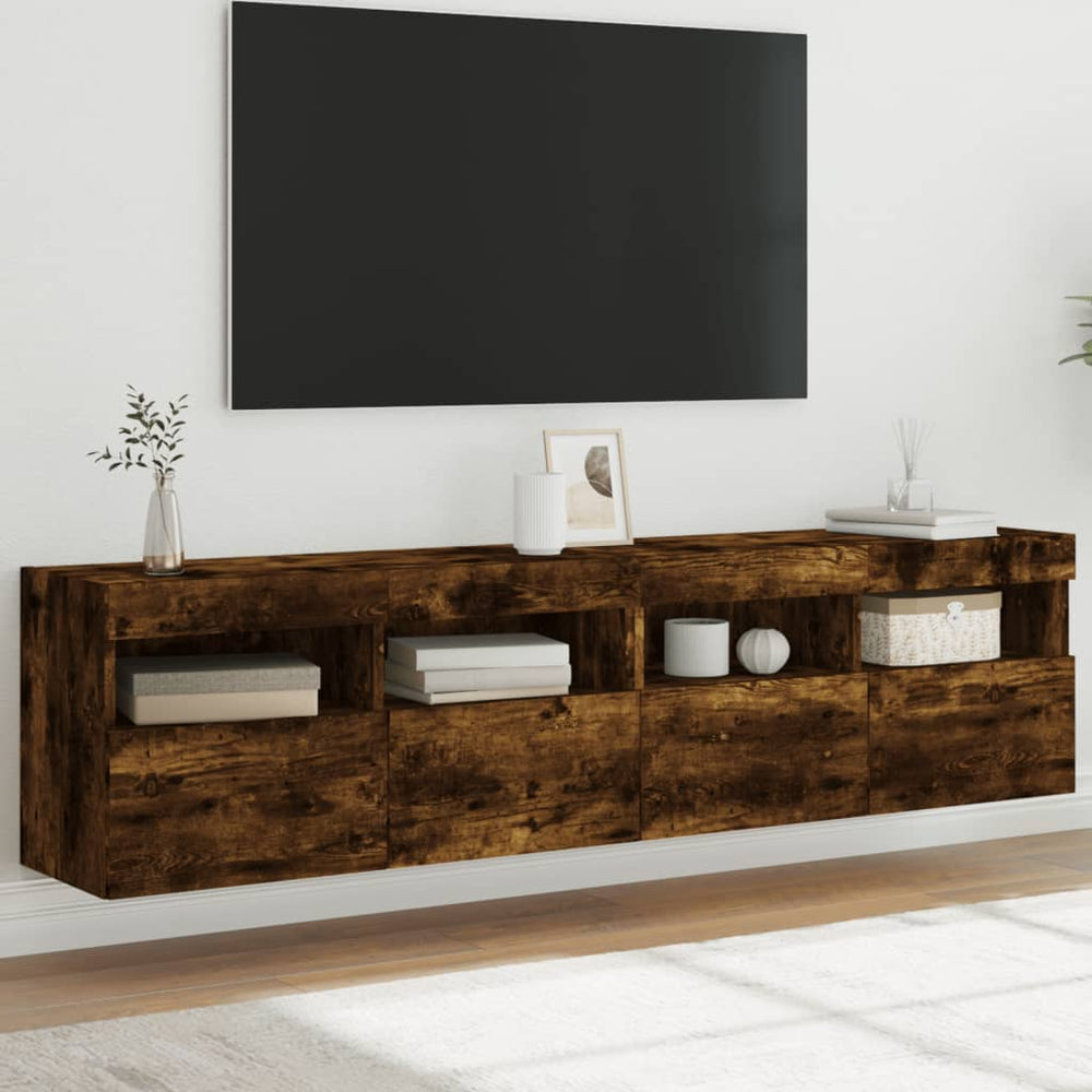 TV-Wandschränke mit LED Räuchereiche 80cm