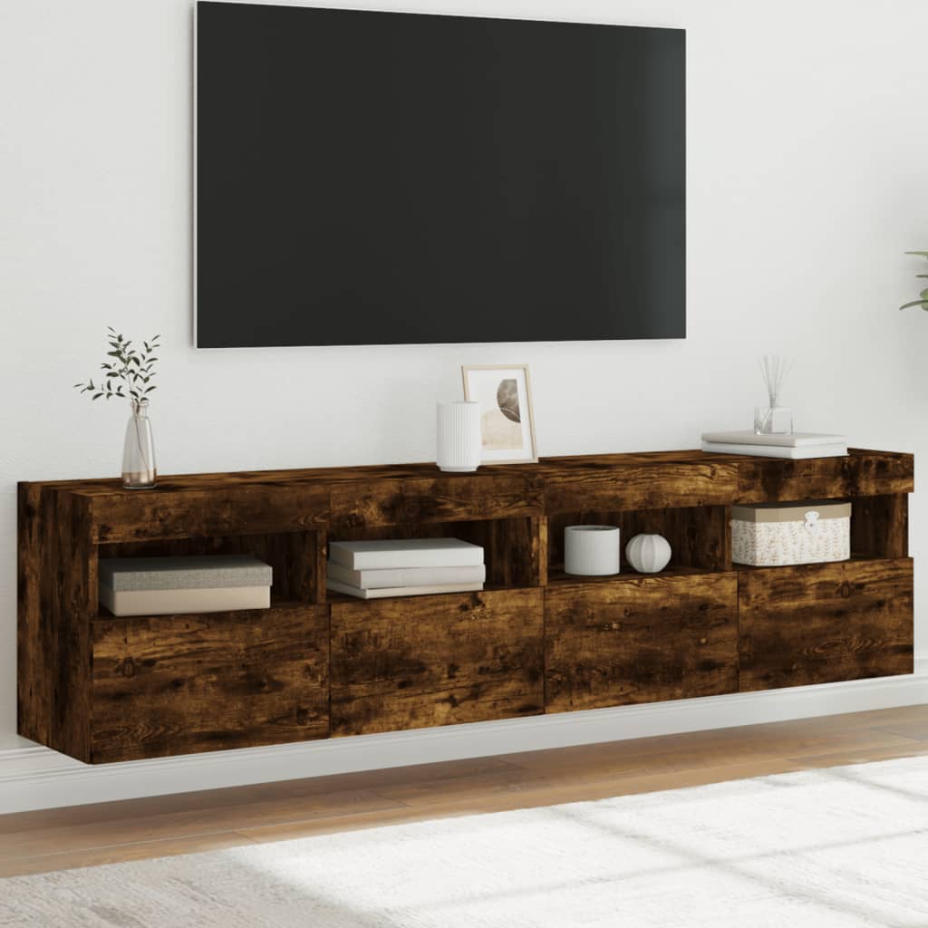 TV-Wandschränke mit LED Räuchereiche 80cm