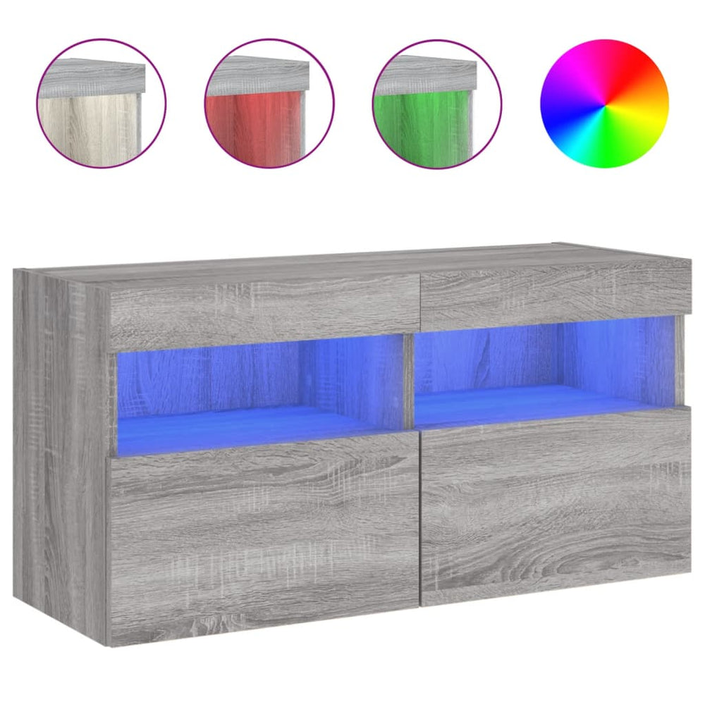 TV-Wandschrank mit LED Grau Sonoma 80 cm