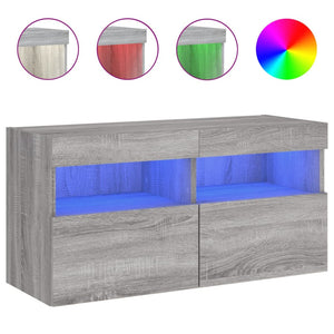 TV-Wandschrank mit LED Grau Sonoma 80 cm
