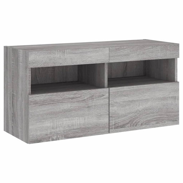 TV-Wandschrank mit LED Grau Sonoma 80 cm
