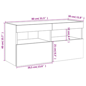 TV-Wandschrank mit LED Grau Sonoma 80 cm