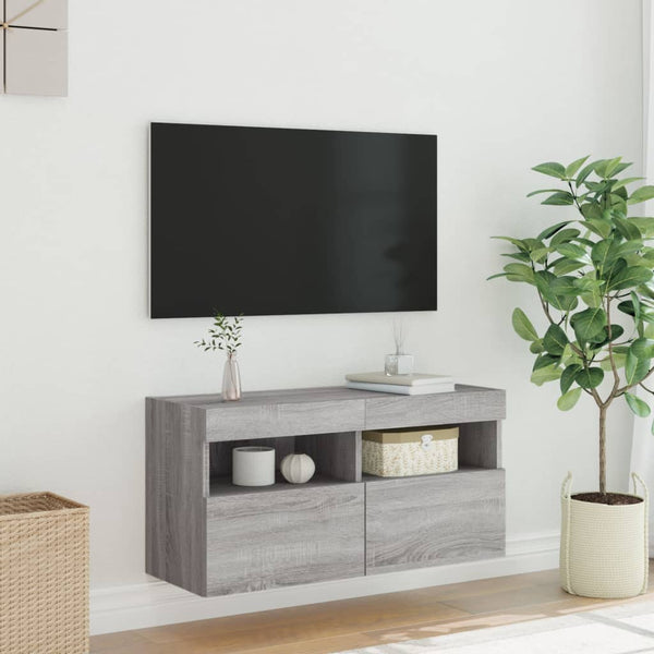 TV-Wandschrank mit LED Grau Sonoma 80 cm