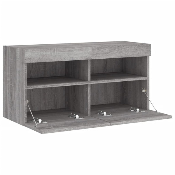 TV-Wandschrank mit LED Grau Sonoma 80 cm