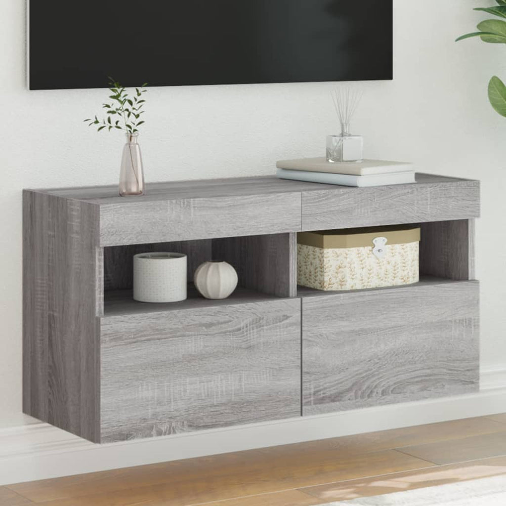 TV-Wandschrank mit LED Grau Sonoma 80 cm