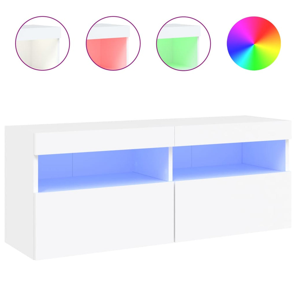 TV-Wandschrank mit LED Weiß 100x30x40 cm