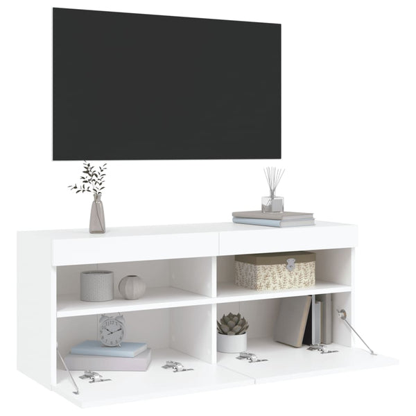 TV-Wandschrank mit LED Weiß 100x30x40 cm
