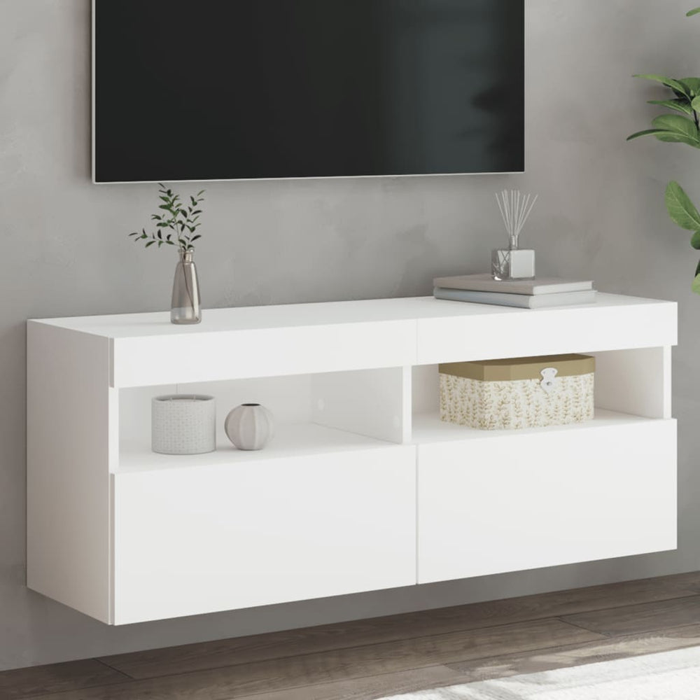 TV-Wandschrank mit LED Weiß 100x30x40 cm