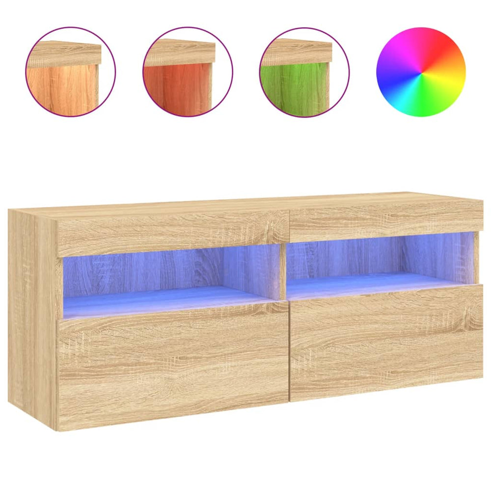 TV-Wandschrank mit LED Sonoma Eiche 100x30x40 cm