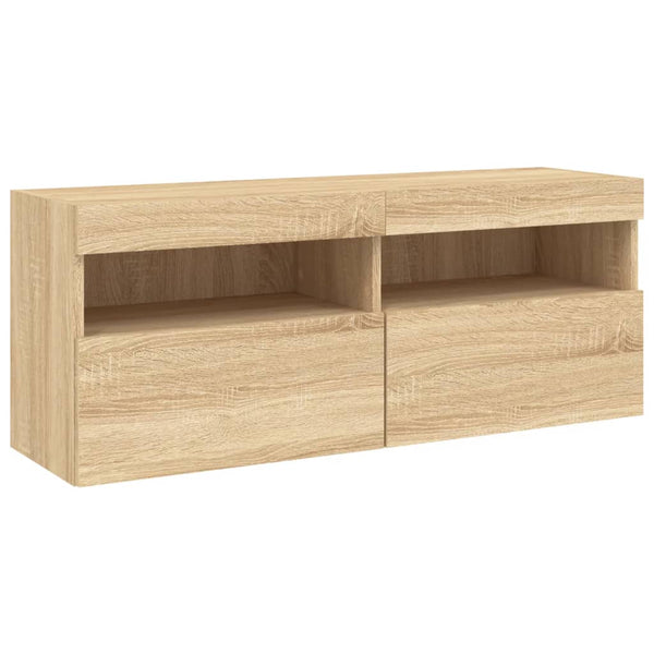 TV-Wandschrank mit LED Sonoma Eiche 100x30x40 cm