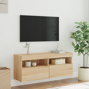 TV-Wandschrank mit LED Sonoma Eiche 100x30x40 cm