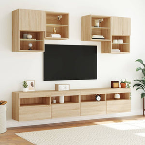 TV-Wandschrank mit LED Sonoma Eiche 100x30x40 cm