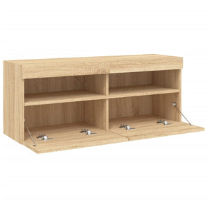 TV-Wandschrank mit LED Sonoma Eiche 100x30x40 cm