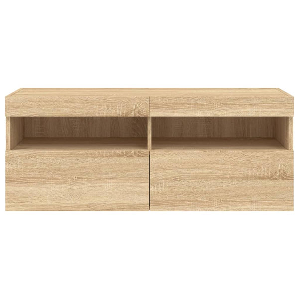 TV-Wandschrank mit LED Sonoma Eiche 100x30x40 cm