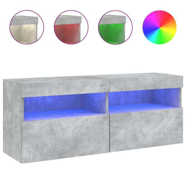 TV-Wandschrank mit LED Betongrau 100cm