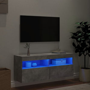 TV-Wandschrank mit LED Betongrau 100cm