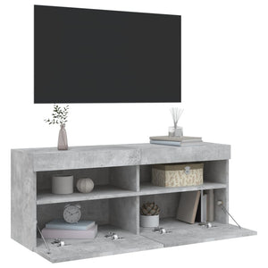 TV-Wandschrank mit LED Betongrau 100cm