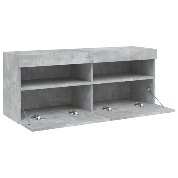 TV-Wandschrank mit LED Betongrau 100cm