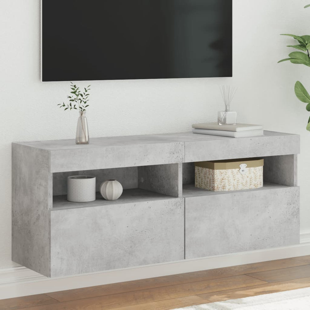 TV-Wandschrank mit LED Betongrau 100cm