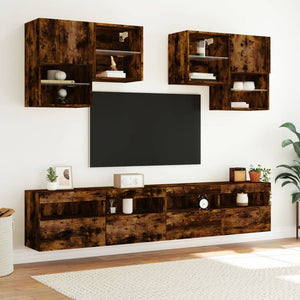 TV-Wandschrank mit LED Räuchereiche 100cm