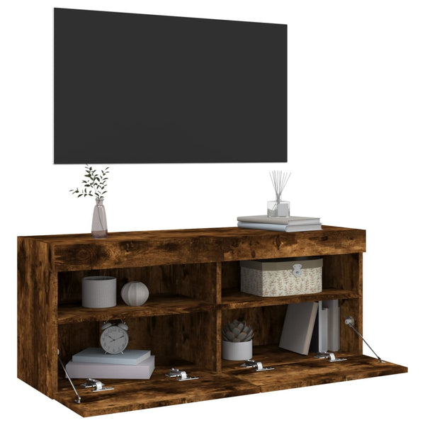 TV-Wandschrank mit LED Räuchereiche 100cm