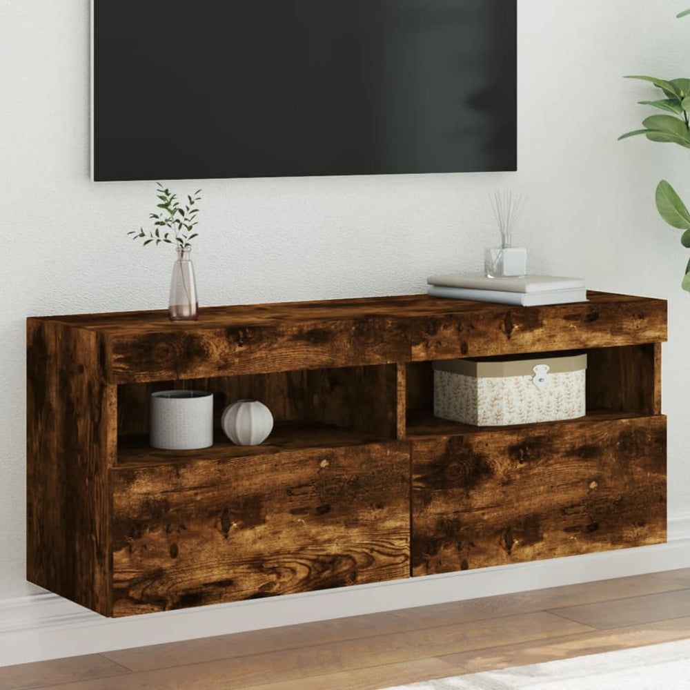 TV-Wandschrank mit LED Räuchereiche 100cm