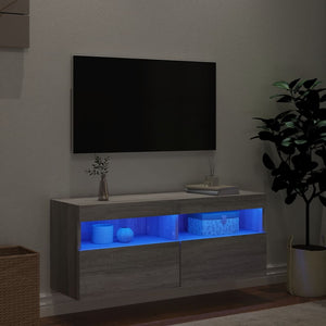 TV-Wandschrank mit LED Grau Sonoma 100 cm
