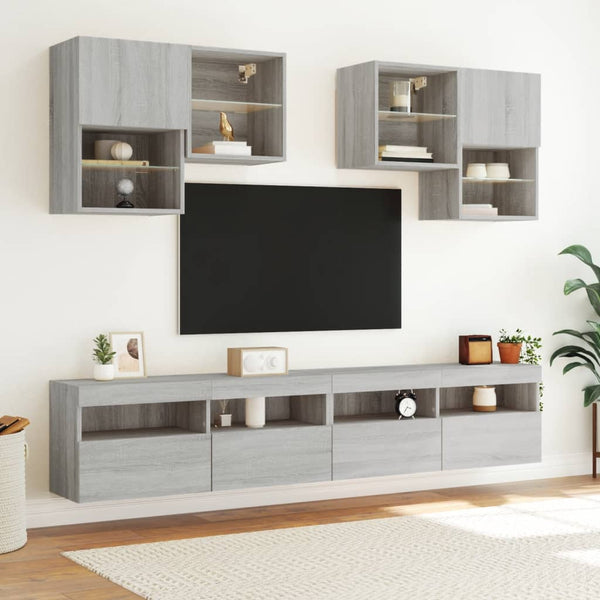 TV-Wandschrank mit LED Grau Sonoma 100 cm