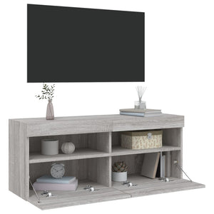 TV-Wandschrank mit LED Grau Sonoma 100 cm