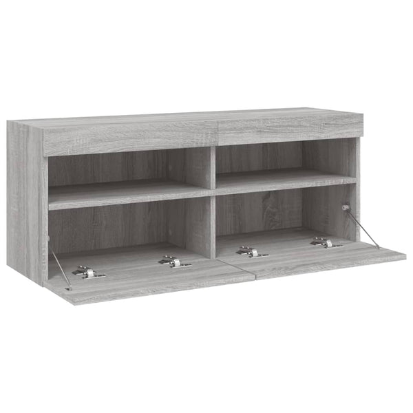 TV-Wandschrank mit LED Grau Sonoma 100 cm