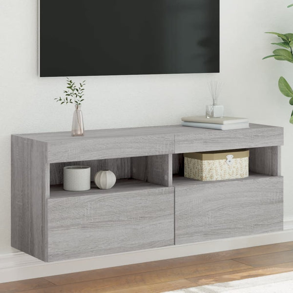 TV-Wandschrank mit LED Grau Sonoma 100 cm