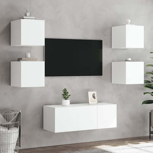 TV-Wandschränke mit LED, 2er-Set, Weiß