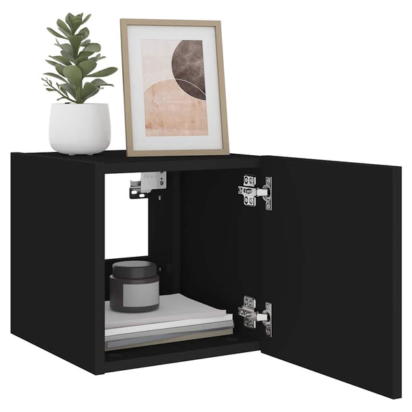 TV-Wandschränke mit LED Schwarz 2er-Set