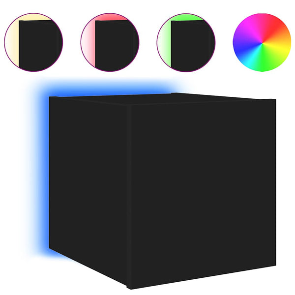 TV-Wandschränke mit LED Schwarz 2er-Set