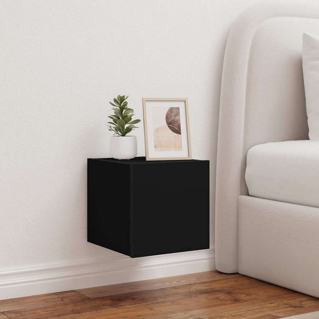 TV-Wandschränke mit LED Schwarz 2er-Set