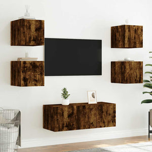 TV-Wandschrank Räuchereiche mit LED