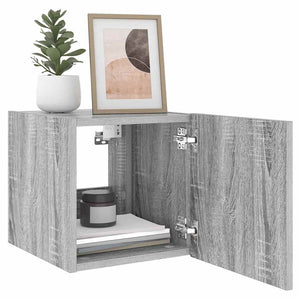 TV-Wandschrank mit LED Grau Sonoma