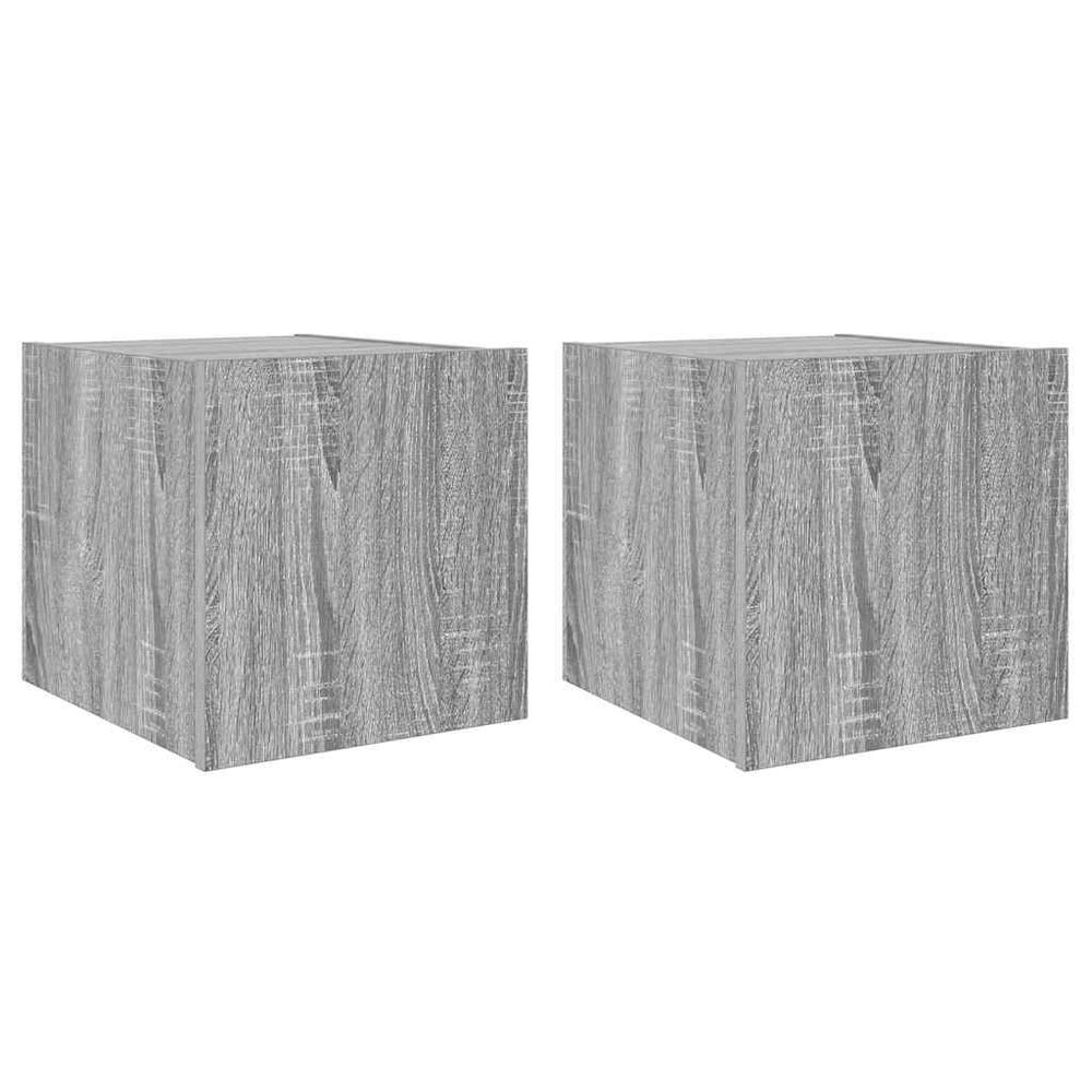 vidaXL TV Wall Cabinets with LED Lights 2 pcs. Sonoma Grey 30.5x35x30cm