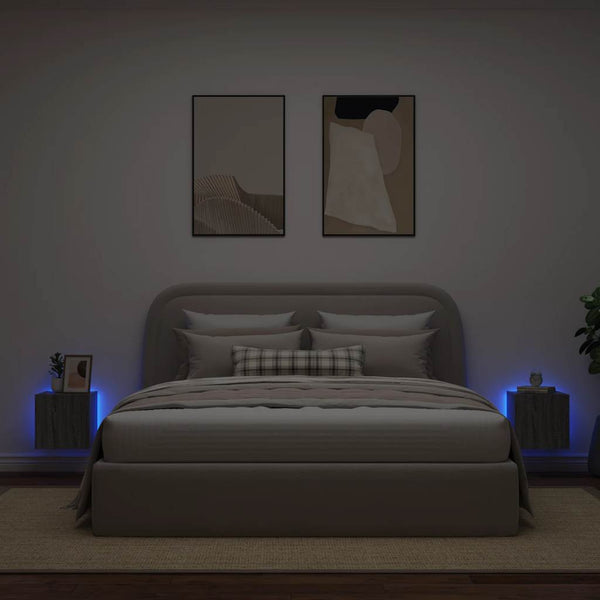 TV-Wandschränke mit LED, 2er-Set, Grau Sonoma