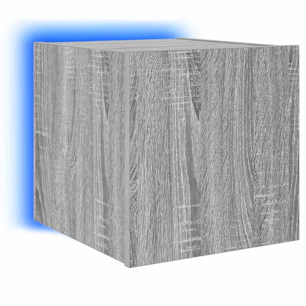 TV-Wandschränke mit LED, 2er-Set, Grau Sonoma