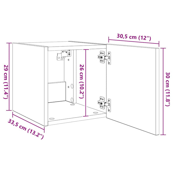 TV-Wandschränke mit LED, 2er-Set, Grau Sonoma