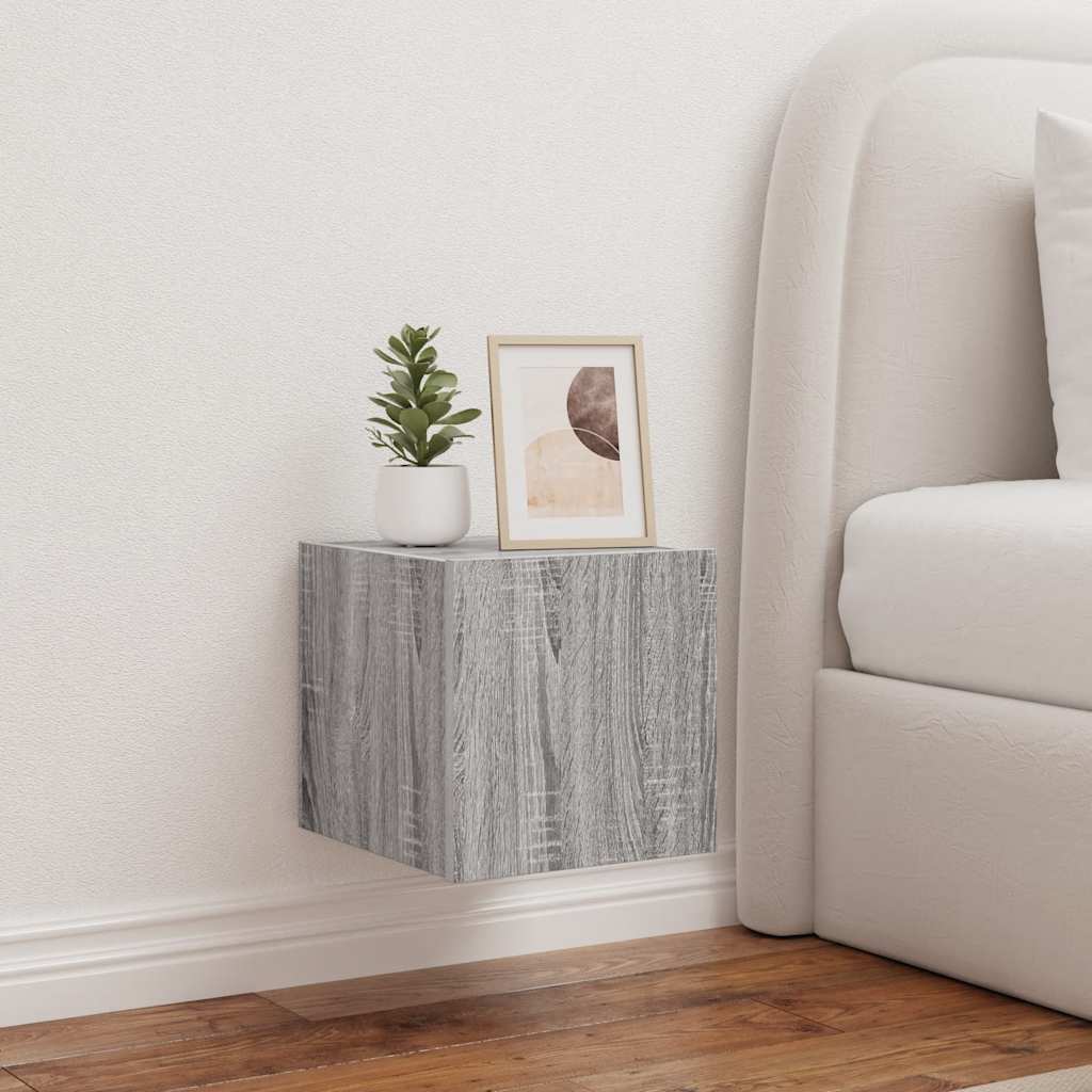 TV-Wandschränke mit LED, 2er-Set, Grau Sonoma