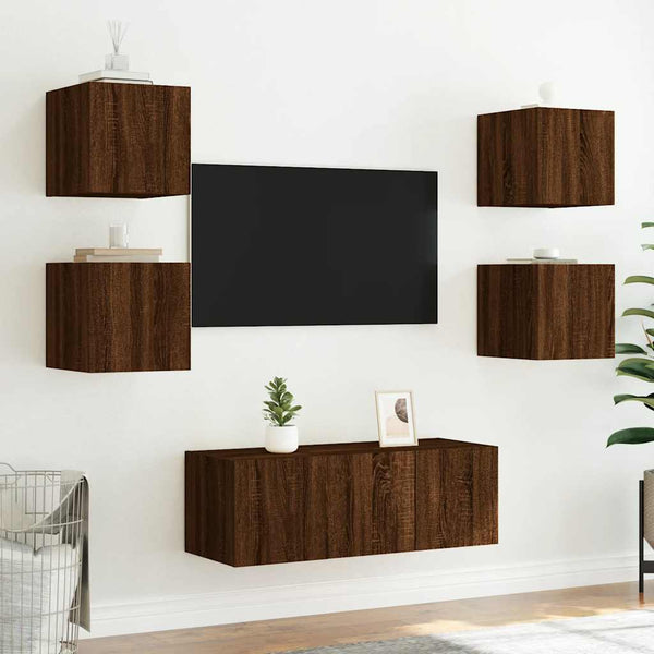 TV-Wandschrank mit LED Eichenoptik
