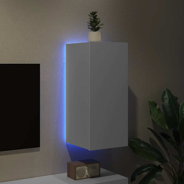 Weißer TV-Wandschrank mit LED